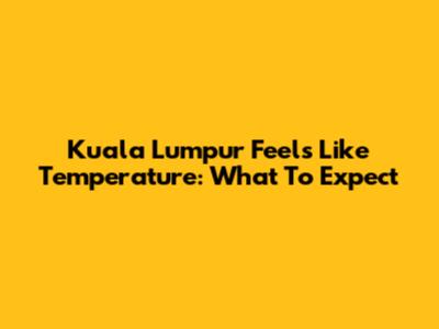 Kuala Lumpur 'Feels Like' Temperature: What To Expect