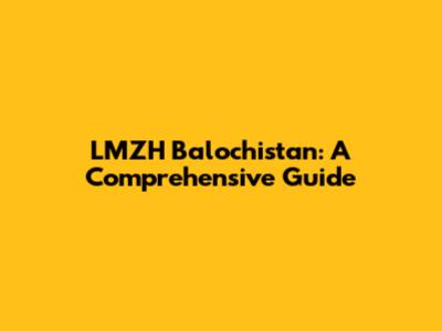 LMZH Balochistan: A Comprehensive Guide