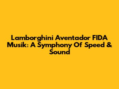 Lamborghini Aventador FIDA Musik: A Symphony Of Speed & Sound