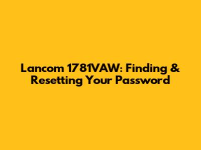 Lancom 1781VAW: Finding & Resetting Your Password