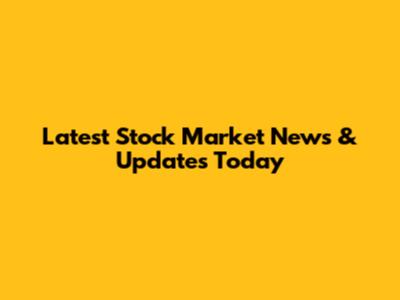 Latest Stock Market News & Updates Today