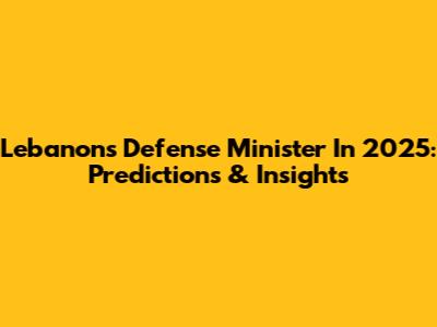 Lebanon's Defense Minister In 2025: Predictions & Insights