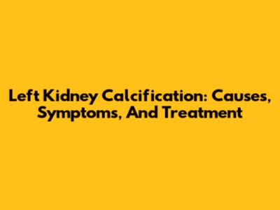 Left Kidney Calcification: Causes, Symptoms, And Treatment