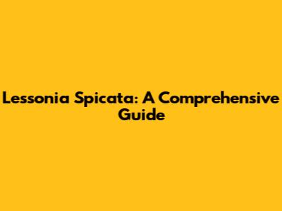 Lessonia Spicata: A Comprehensive Guide