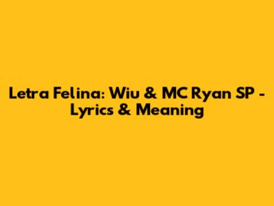 Letra Felina: Wiu & MC Ryan SP - Lyrics & Meaning