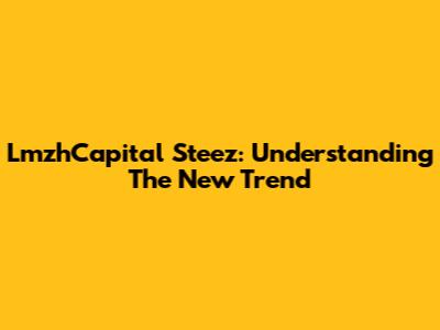 LmzhCapital Steez: Understanding The New Trend