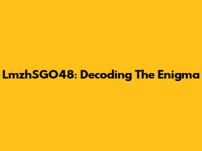 LmzhSGO48: Decoding The Enigma