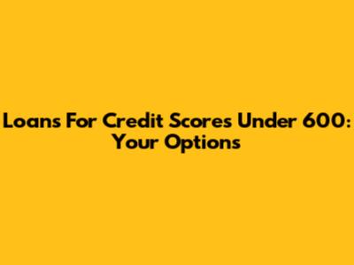 Loans For Credit Scores Under 600: Your Options
