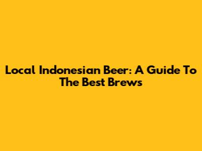 Local Indonesian Beer: A Guide To The Best Brews