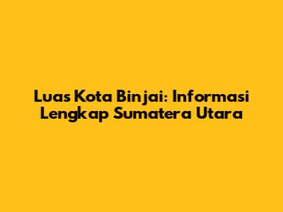 Luas Kota Binjai: Informasi Lengkap Sumatera Utara
