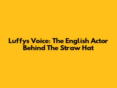 Luffy's Voice: The English Actor Behind The Straw Hat