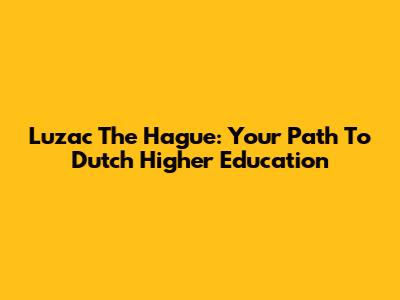 Luzac The Hague: Your Path To Dutch Higher Education