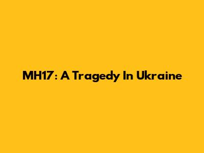 MH17: A Tragedy In Ukraine