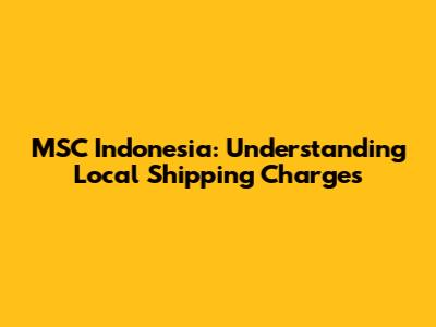 MSC Indonesia: Understanding Local Shipping Charges