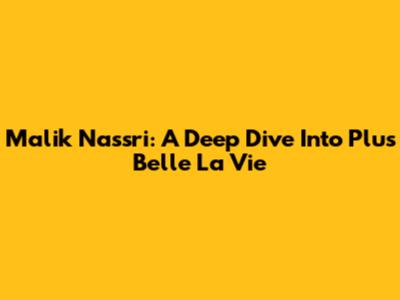 Malik Nassri: A Deep Dive Into Plus Belle La Vie