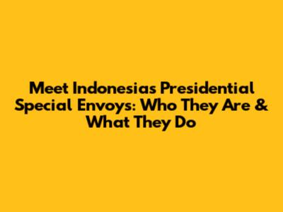 Meet Indonesia's Presidential Special Envoys: Who They Are & What They Do