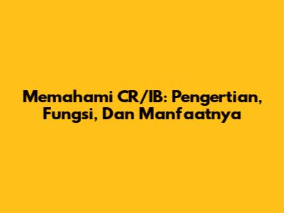 Memahami CR/IB: Pengertian, Fungsi, Dan Manfaatnya