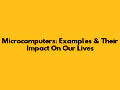 Microcomputers: Examples & Their Impact On Our Lives