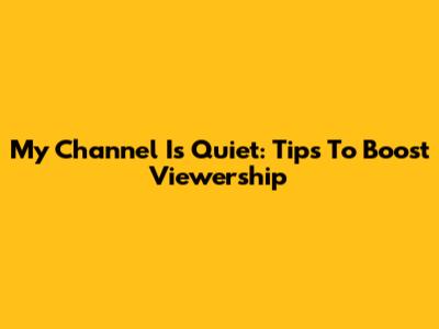 My Channel Is Quiet: Tips To Boost Viewership