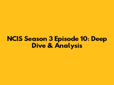NCIS Season 3 Episode 10: Deep Dive & Analysis