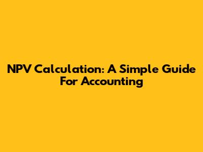 NPV Calculation: A Simple Guide For Accounting