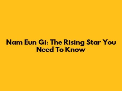Nam Eun Gi: The Rising Star You Need To Know