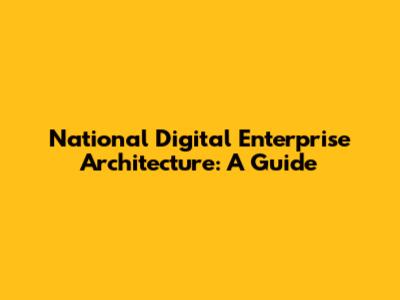 National Digital Enterprise Architecture: A Guide