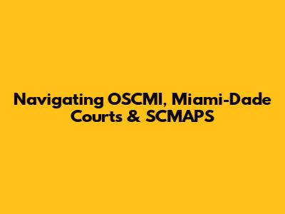 Navigating OSCMI, Miami-Dade Courts & SCMAPS