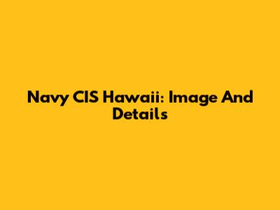 Navy CIS Hawaii: Image And Details