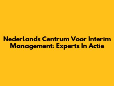 Nederlands Centrum Voor Interim Management: Experts In Actie