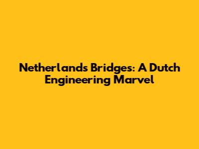 Netherlands Bridges: A Dutch Engineering Marvel