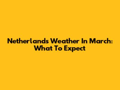 Netherlands Weather In March: What To Expect
