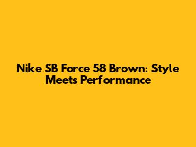 Nike SB Force 58 Brown: Style Meets Performance