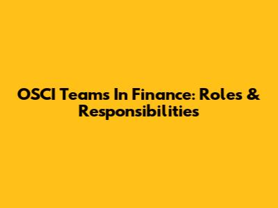 OSCI Teams In Finance: Roles & Responsibilities