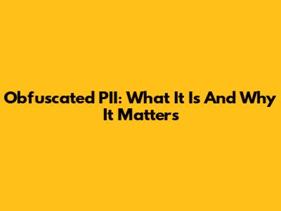 Obfuscated PII: What It Is And Why It Matters