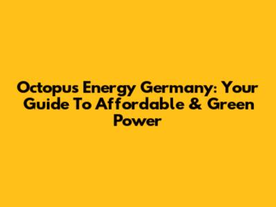 Octopus Energy Germany: Your Guide To Affordable & Green Power