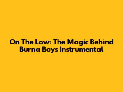 On The Low: The Magic Behind Burna Boy's Instrumental