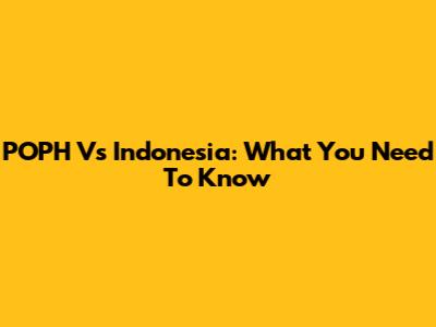 POPH Vs Indonesia: What You Need To Know