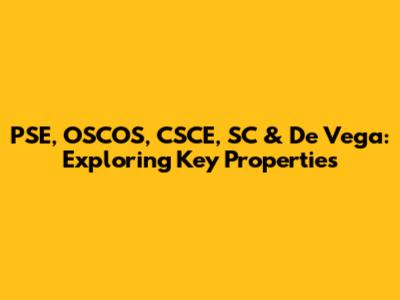 PSE, OSCOS, CSCE, SC & De Vega: Exploring Key Properties
