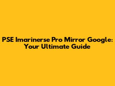 PSE Imarinerse Pro Mirror Google: Your Ultimate Guide