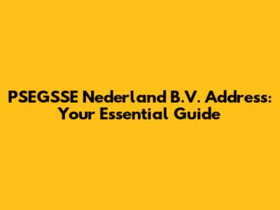 PSEGSSE Nederland B.V. Address: Your Essential Guide