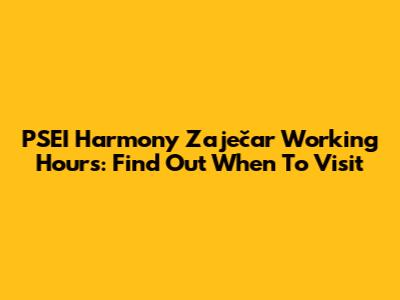 PSEI Harmony Zaječar Working Hours: Find Out When To Visit