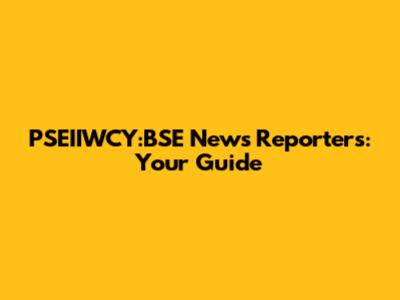 PSEIIWCY:BSE News Reporters: Your Guide
