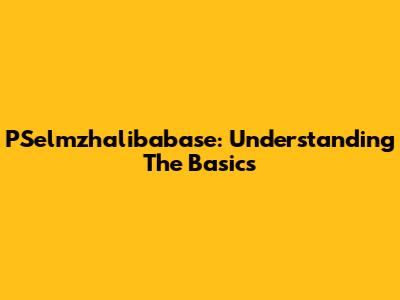 PSelmzhalibabase: Understanding The Basics