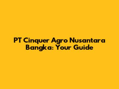 PT Cinquer Agro Nusantara Bangka: Your Guide