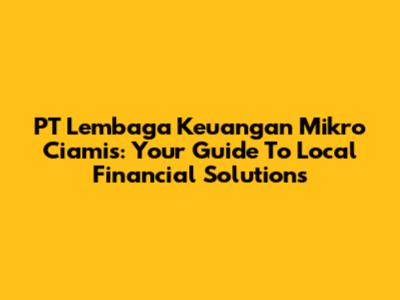 PT Lembaga Keuangan Mikro Ciamis: Your Guide To Local Financial Solutions