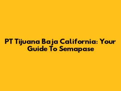 PT Tijuana Baja California: Your Guide To Semapase