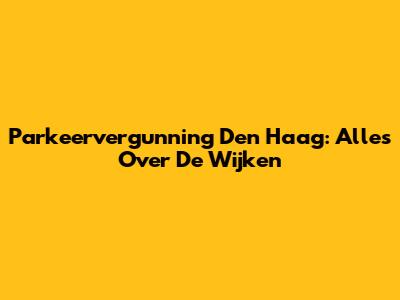Parkeervergunning Den Haag: Alles Over De Wijken