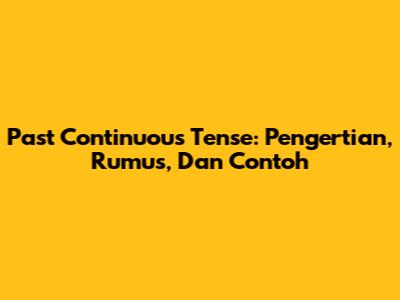 Past Continuous Tense: Pengertian, Rumus, Dan Contoh