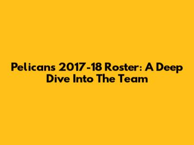 Pelicans 2017-18 Roster: A Deep Dive Into The Team